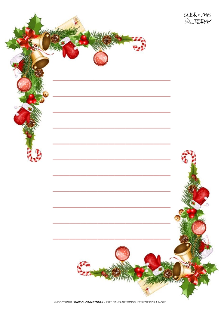 Free printable letter Christmas decoration stationery with lines 8